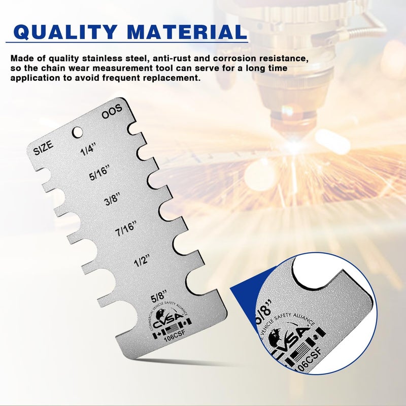 Brake Tech Tools Made in America Chain Wear Gauge Chainsafe Inspection Gauge - BT-106CSF - Image 2